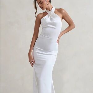 Elegant White Halter Dress